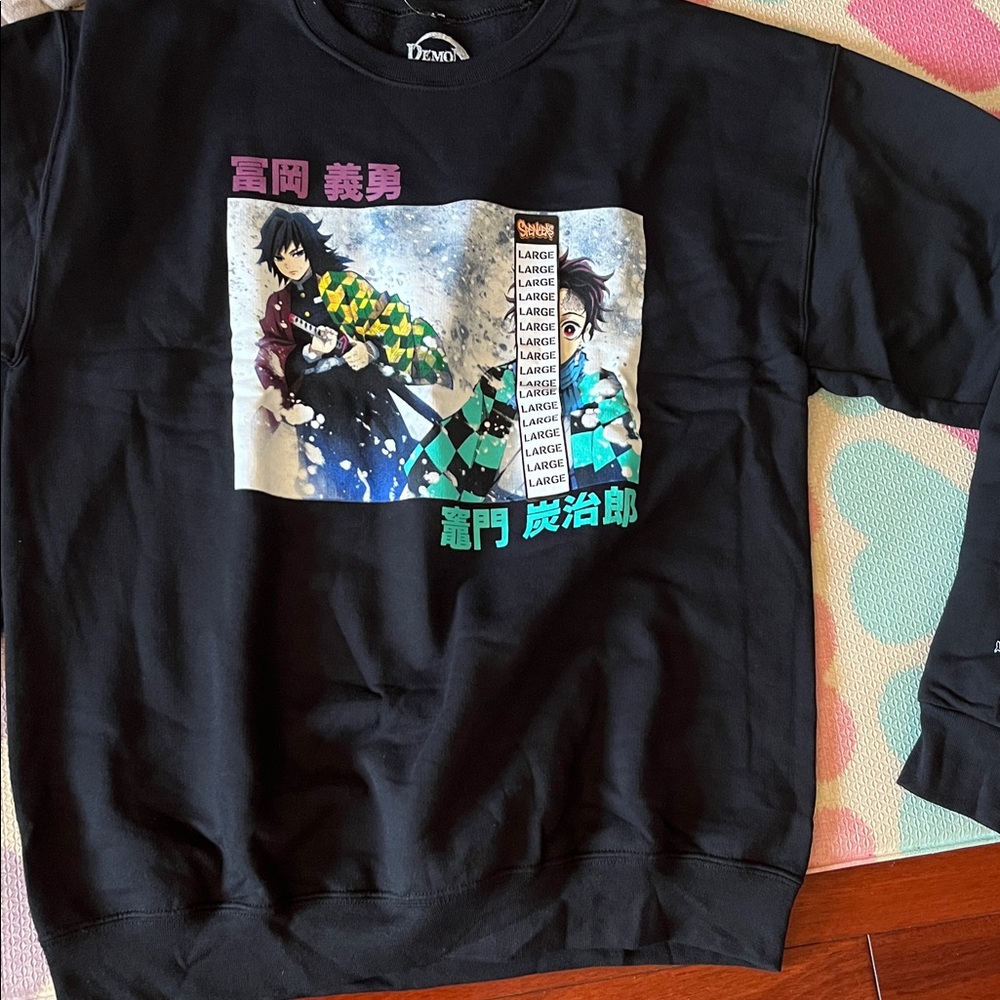 Spencer's Black Large Anime Graphic Sweater New